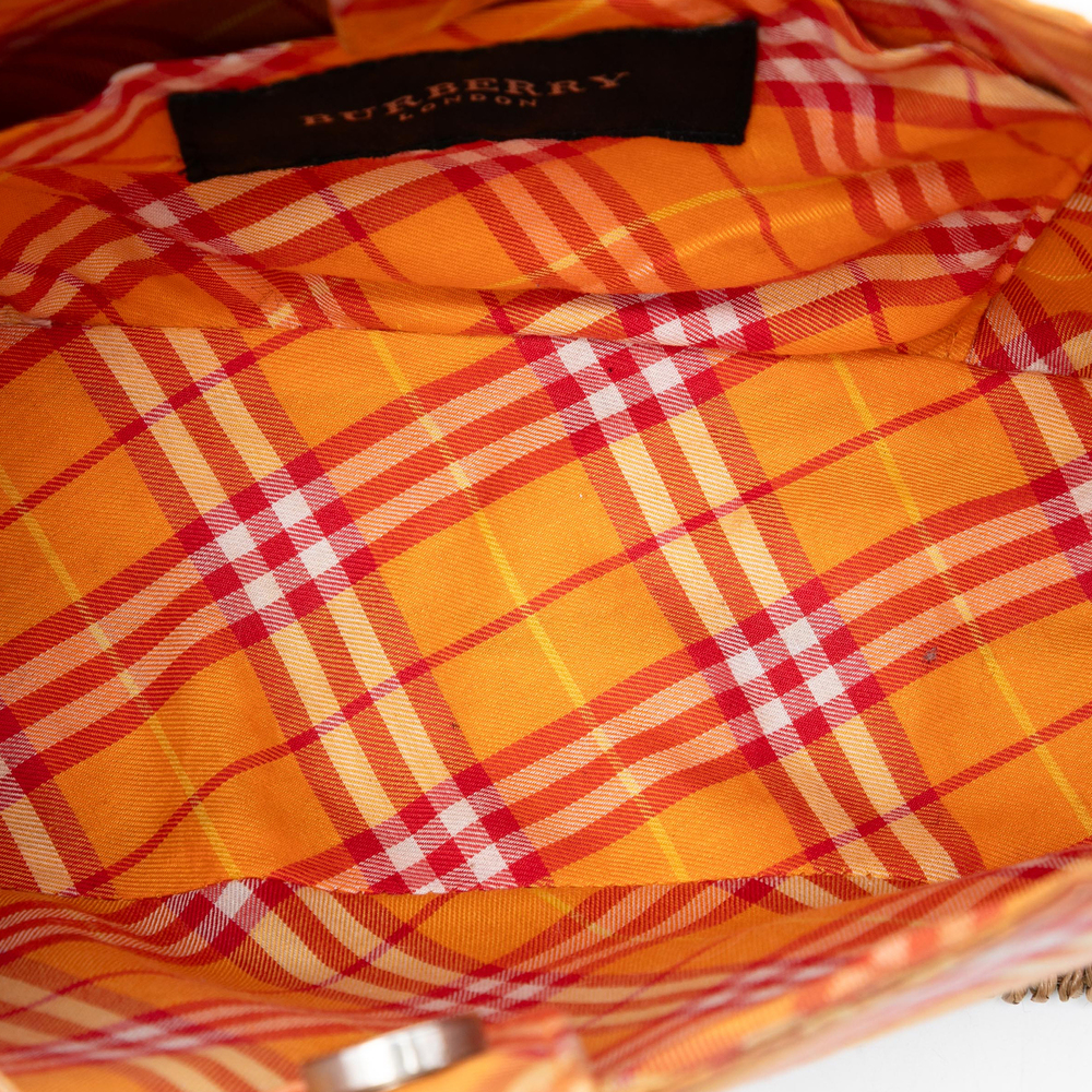 Pre-Loved Burberry Nova Check Canvas and Raffia Shoulder Bag - Picture 4 of 6
